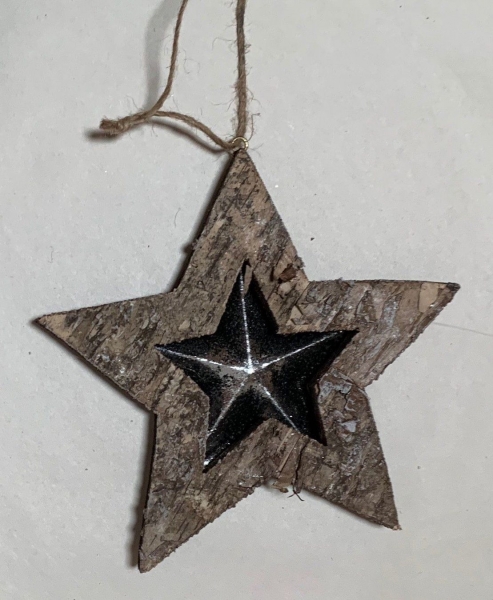 Stern Metall im Birken-Holzstern